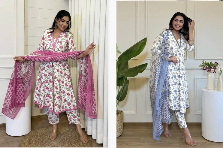 Kamini 2 Cotton Slub Floral Printed Readymade Collection