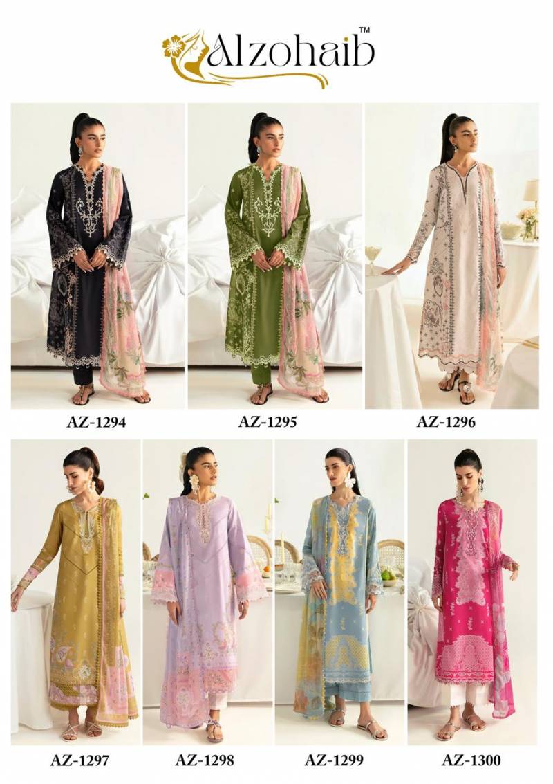 Alzohaib Az 1294 To 1300 Cotton Dupatta Pakistani Suits Collection