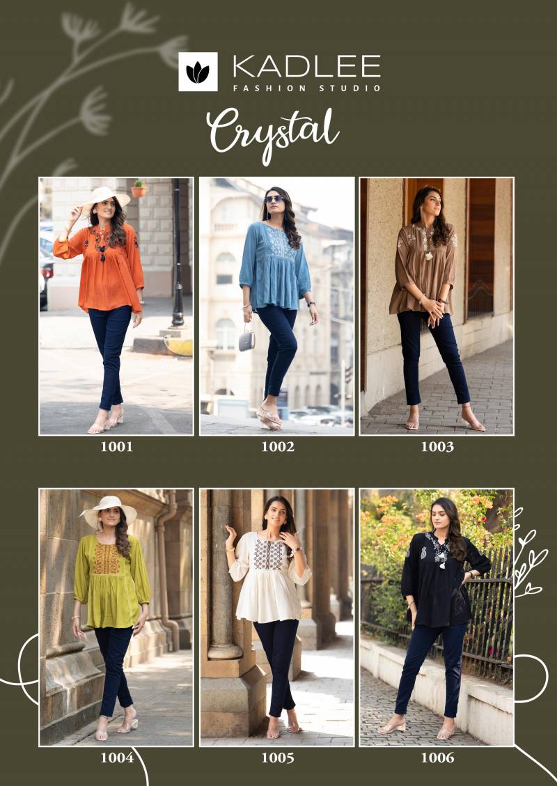 Kadlee Crystal Rayon Wrinkle Thread Work Tops Collection