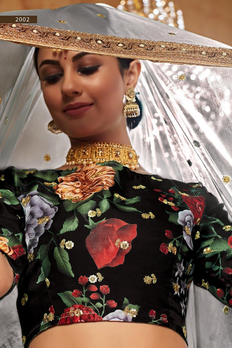 Aawiya Lishvaa Vol 1 SKU 2002 Black Art Silk Digital Printed Lehenga Choli