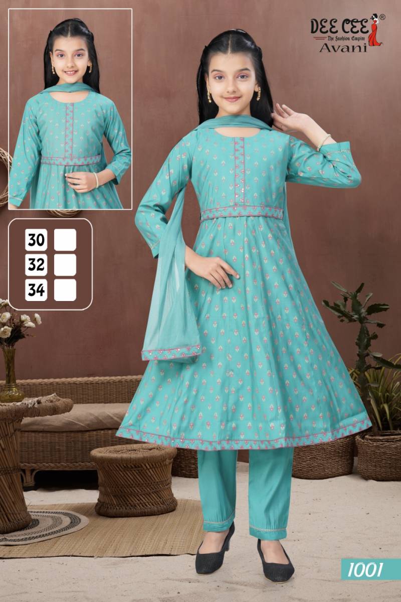 Deecee Avani Kids Wear Roman Silk Kurti Sets Collection