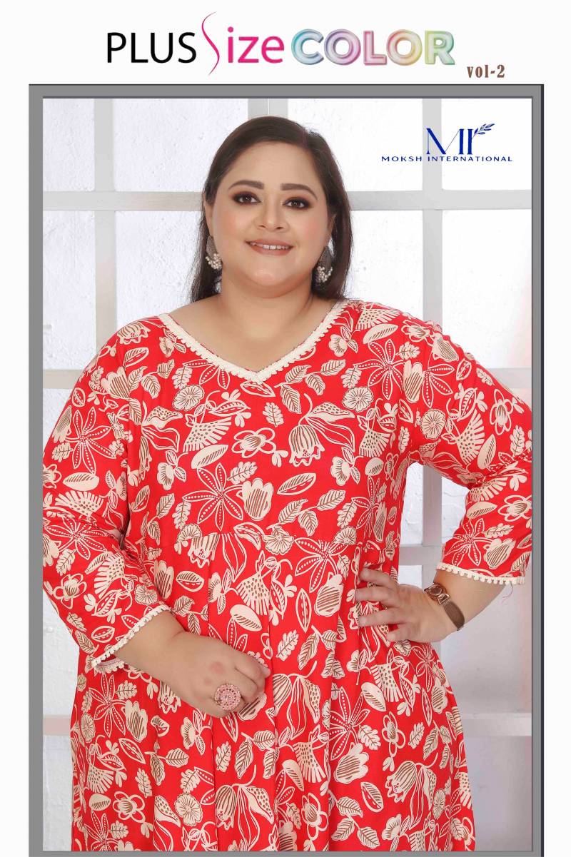 Moksh Plus Size Color Vol 2 Rayon Long Kurti Collection