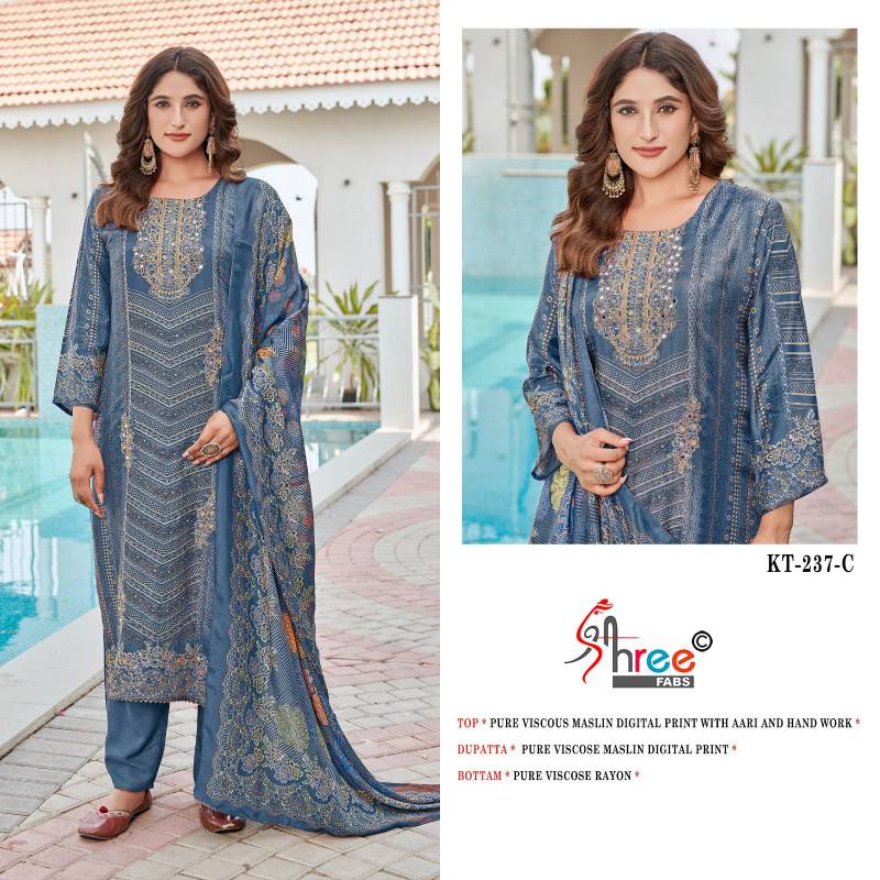 Shree Kt 237 Viscose Maslin Digital Printed Salwar Suits Collection