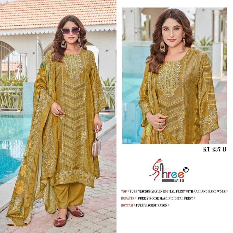 Shree Kt 237 Viscose Maslin Digital Printed Salwar Suits Collection
