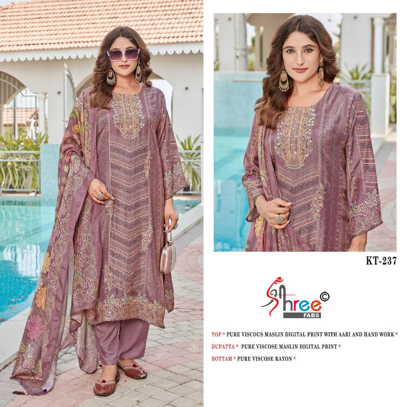Shree Kt 237 Viscose Maslin Digital Printed Salwar Suits Collection