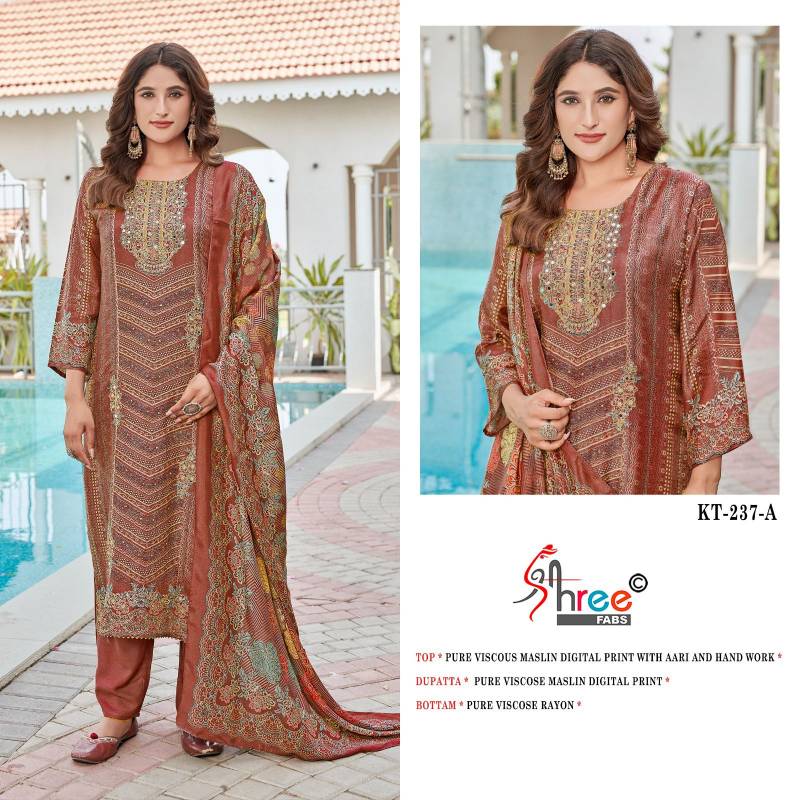 Shree Kt 237 Viscose Maslin Digital Printed Salwar Suits Collection