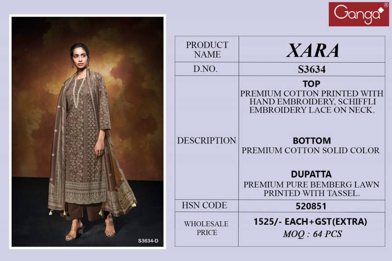 Ganga Xara Cotton Printed Embroidered Salwar Kameez