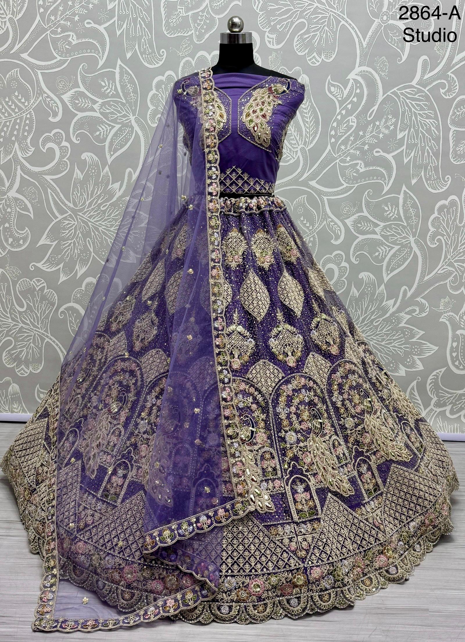 Anjani Art Code 2864 Heavy Net Peacock Pattern Sequins Work Lehenga Choli