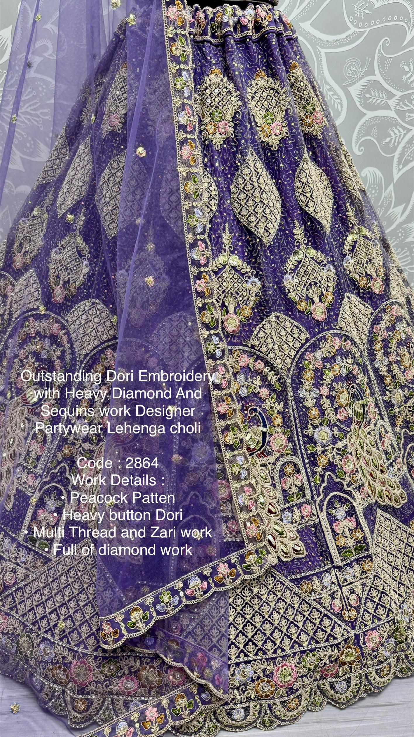 Anjani Art Code 2864 Heavy Net Peacock Pattern Sequins Work Lehenga Choli