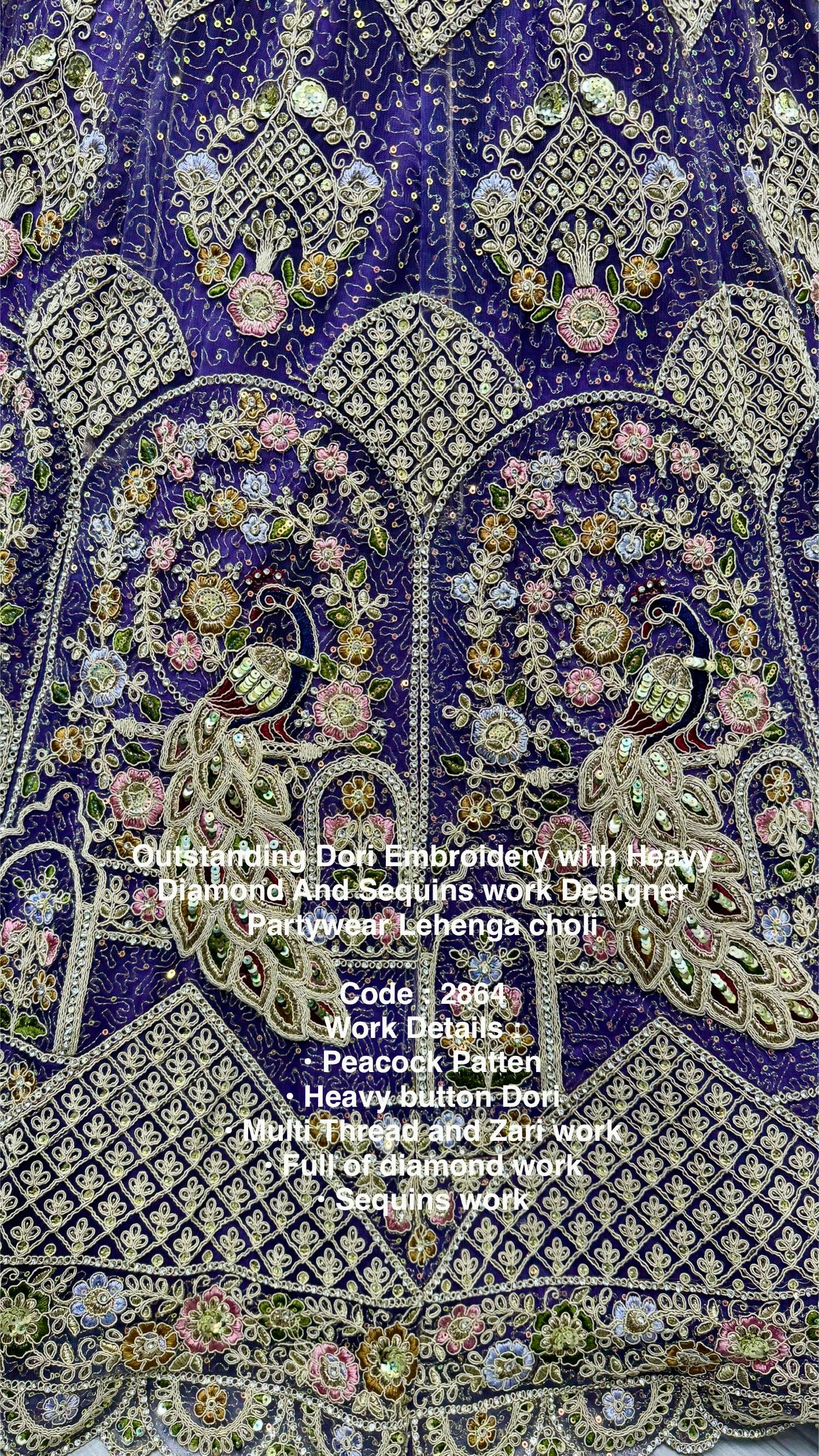 Anjani Art Code 2864 Heavy Net Peacock Pattern Sequins Work Lehenga Choli