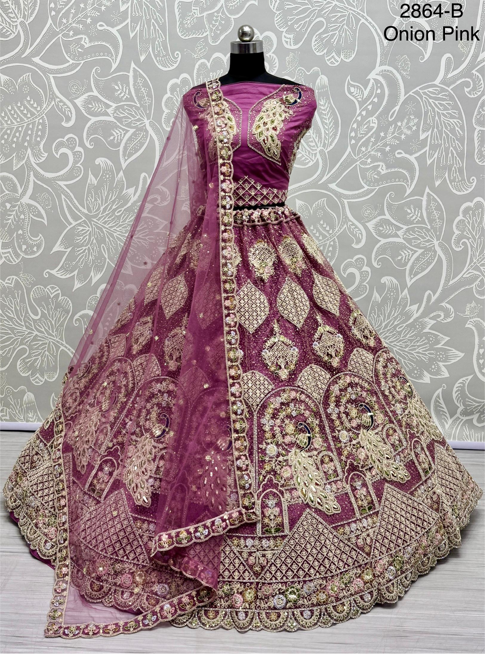 Anjani Art Code 2864 Heavy Net Peacock Pattern Sequins Work Lehenga Choli
