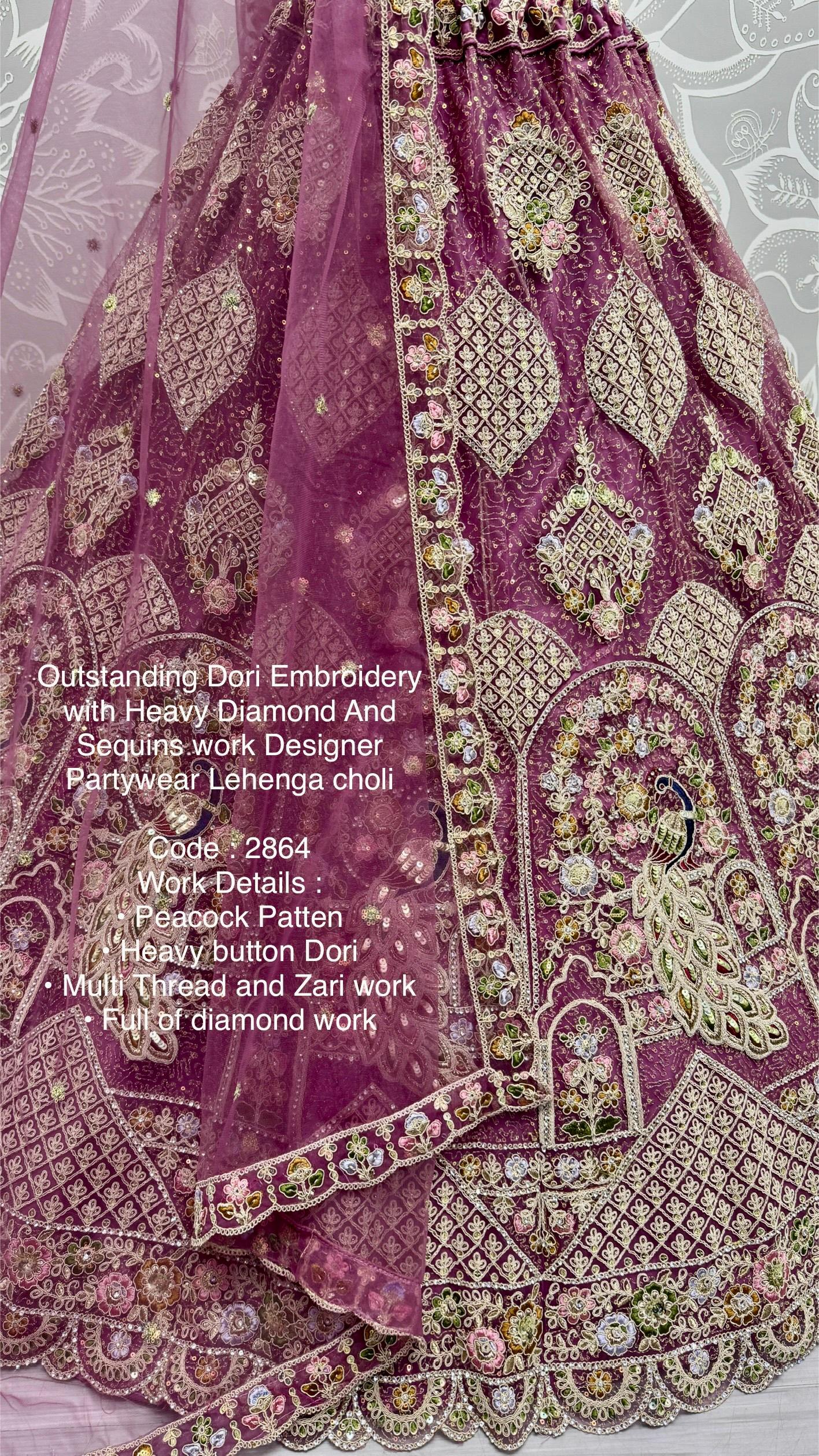 Anjani Art Code 2864 Heavy Net Peacock Pattern Sequins Work Lehenga Choli