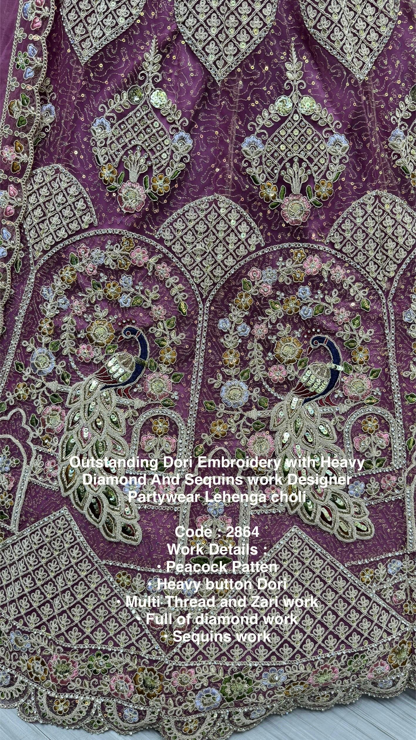 Anjani Art Code 2864 Heavy Net Peacock Pattern Sequins Work Lehenga Choli