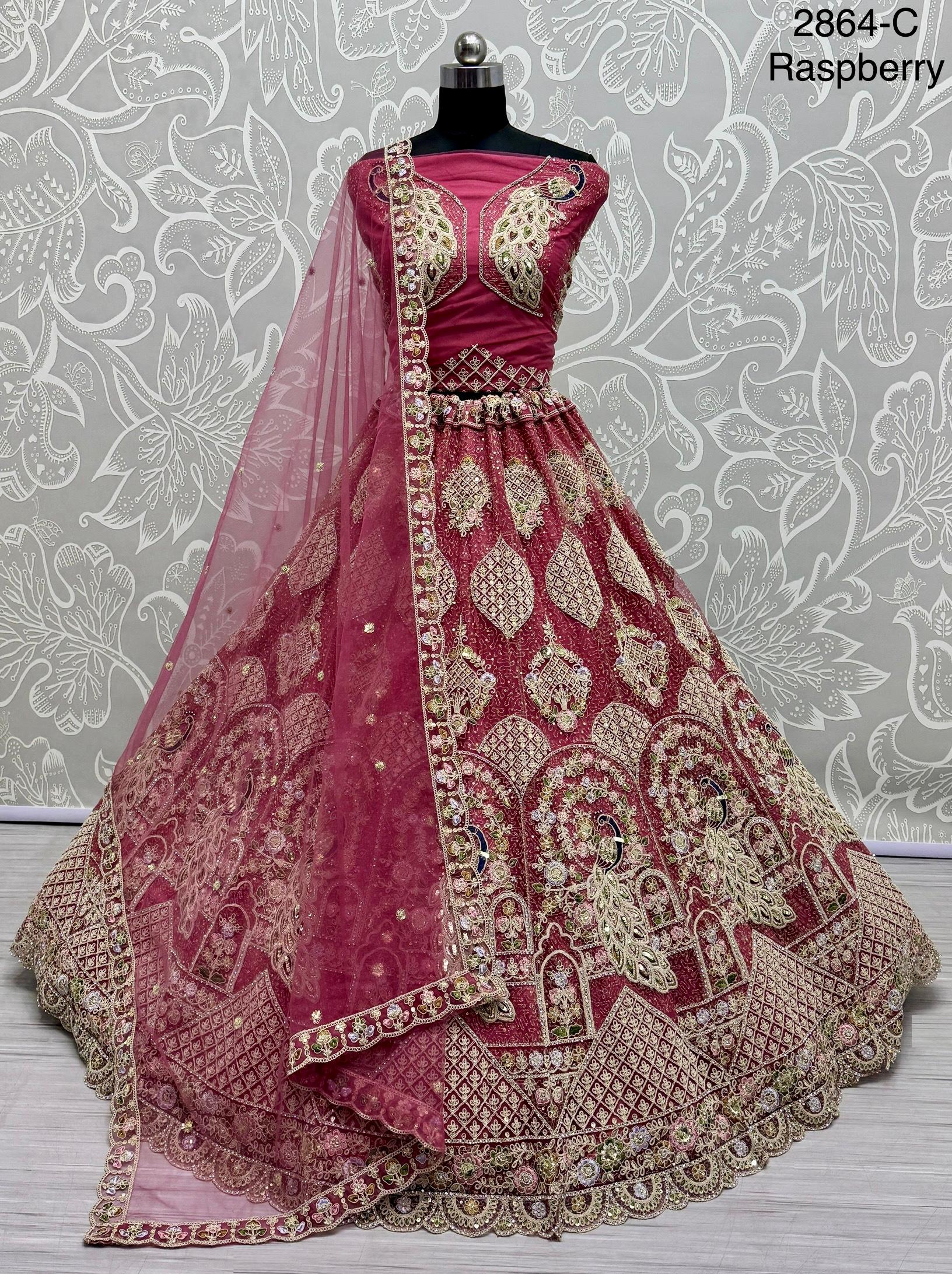 Anjani Art Code 2864 Heavy Net Peacock Pattern Sequins Work Lehenga Choli