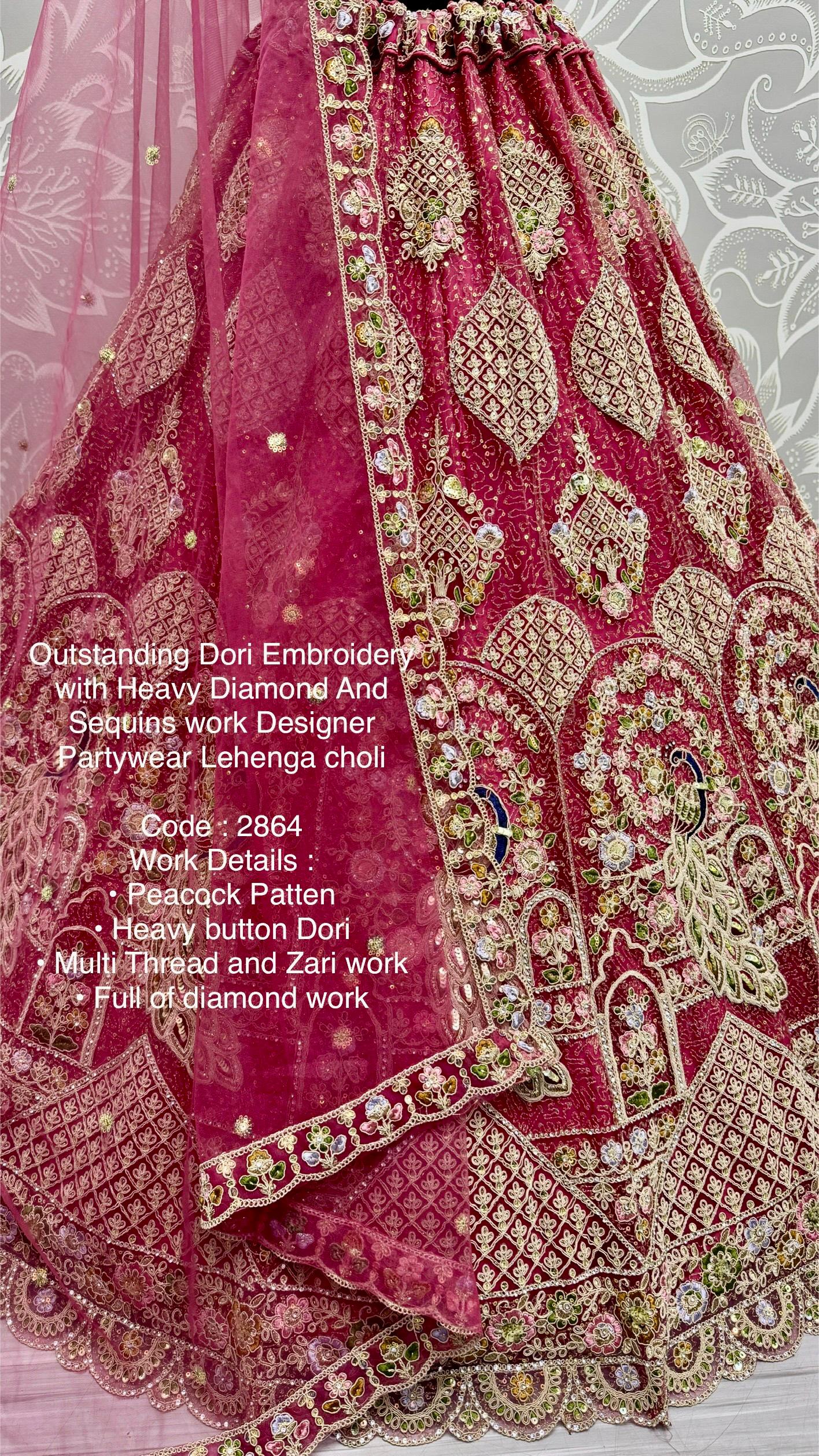 Anjani Art Code 2864 Heavy Net Peacock Pattern Sequins Work Lehenga Choli