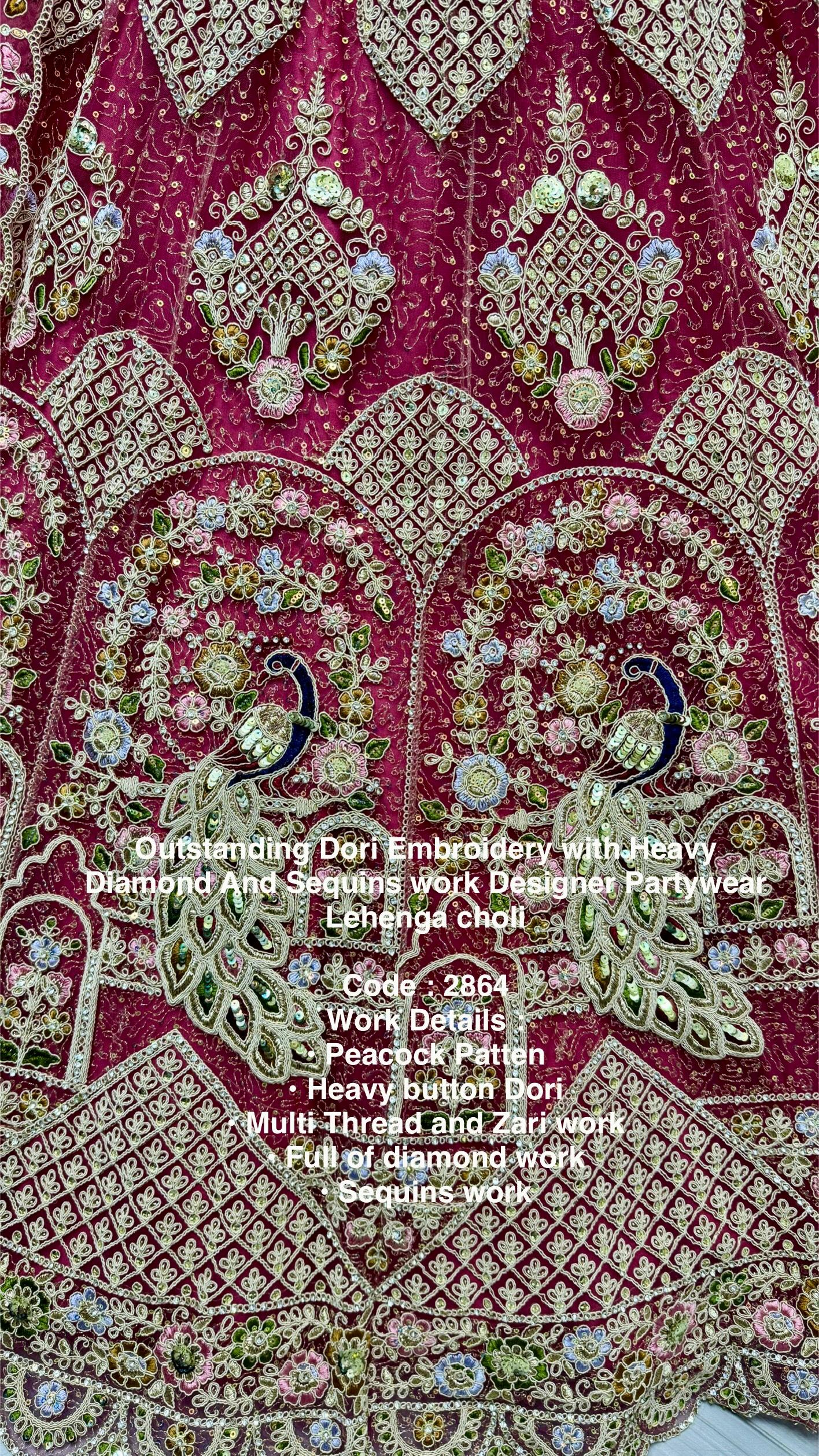 Anjani Art Code 2864 Heavy Net Peacock Pattern Sequins Work Lehenga Choli