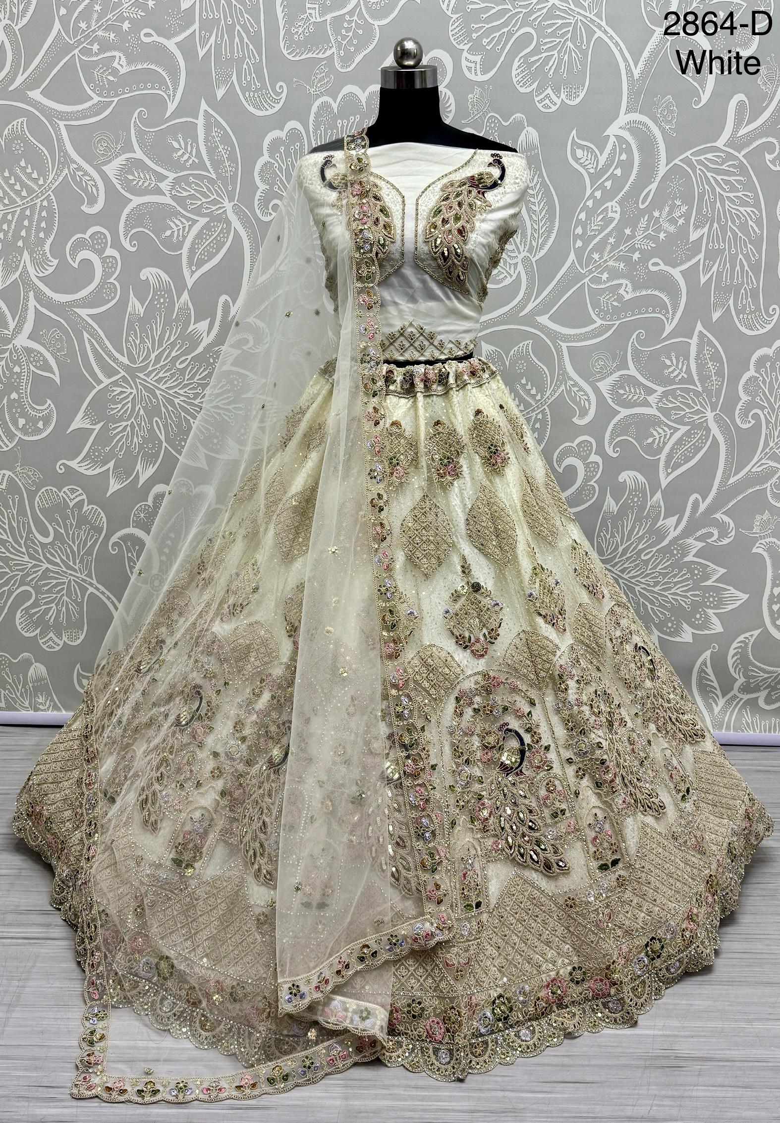 Anjani Art Code 2864 Heavy Net Peacock Pattern Sequins Work Lehenga Choli
