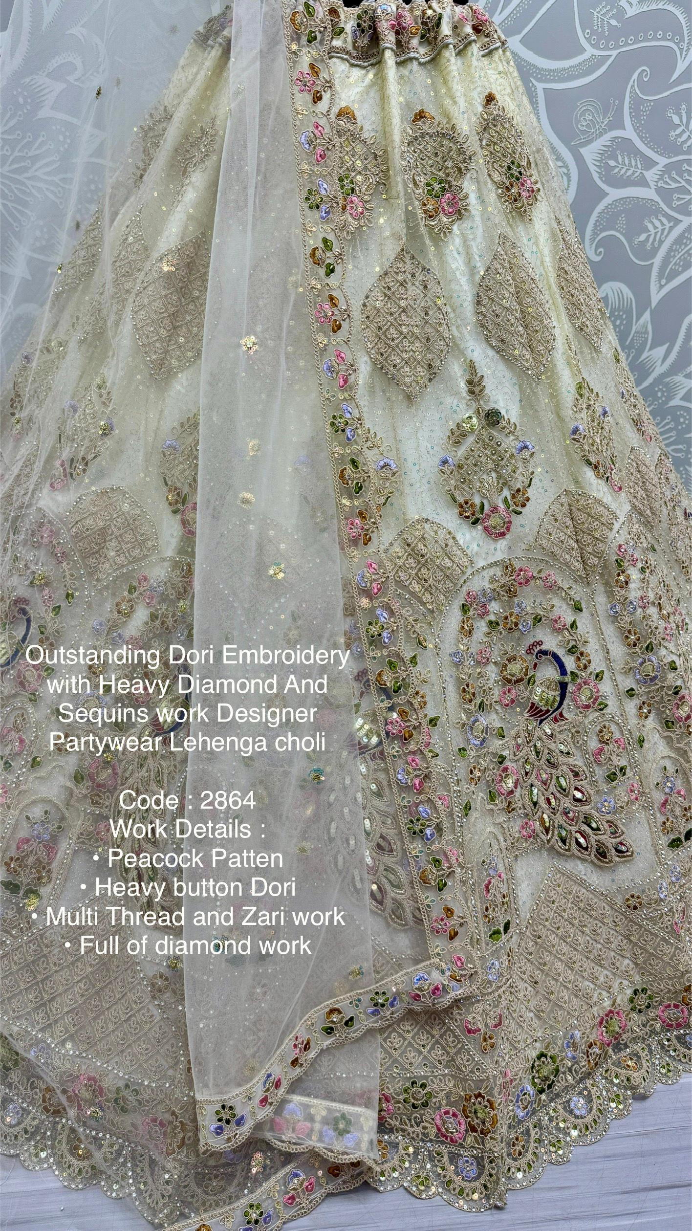 Anjani Art Code 2864 Heavy Net Peacock Pattern Sequins Work Lehenga Choli