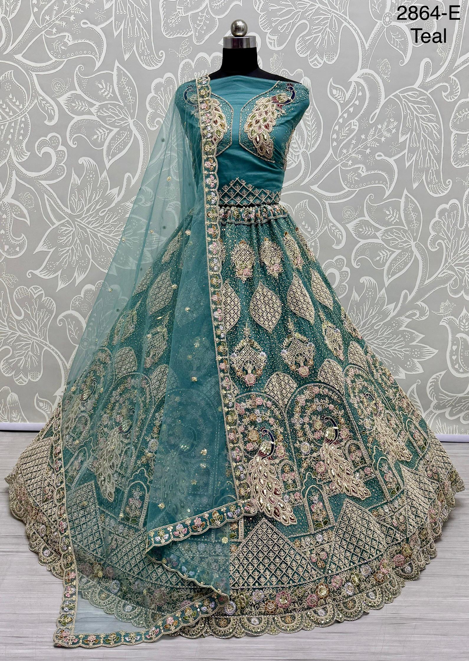 Anjani Art Code 2864 Heavy Net Peacock Pattern Sequins Work Lehenga Choli