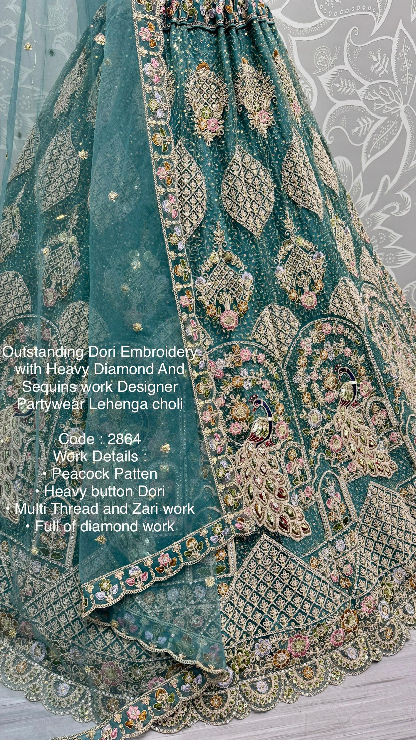 Anjani Art Code 2864 Heavy Net Peacock Pattern Sequins Work Lehenga Choli
