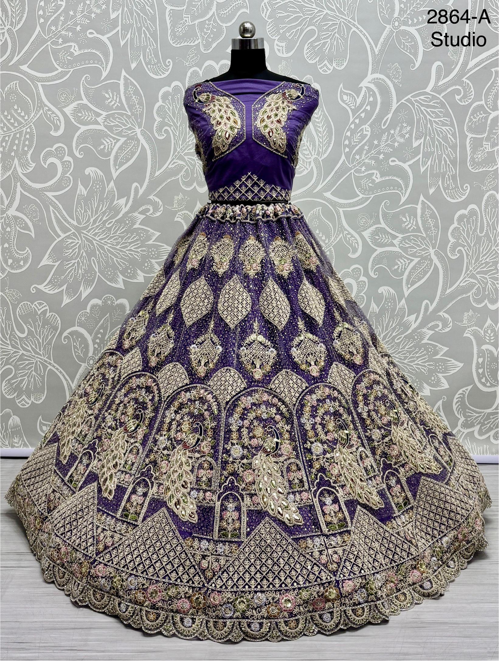 Anjani Art Code 2864 Heavy Net Peacock Pattern Sequins Work Lehenga Choli