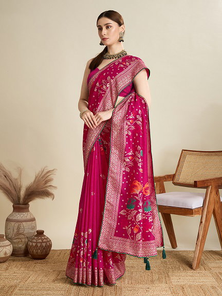 Maahi 184 Party Wear Foil Printed Cotton Saree with Un Stitched Blouse
