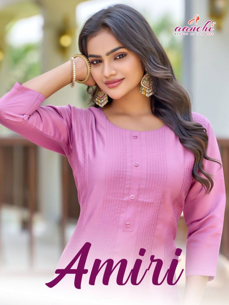Aanchi Amiri Roman Silk Casual Wear Kurti Collection