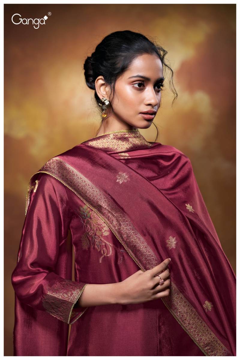 Ganga Yelena Viscose Silk Woven Jacquard Salwar Kameez