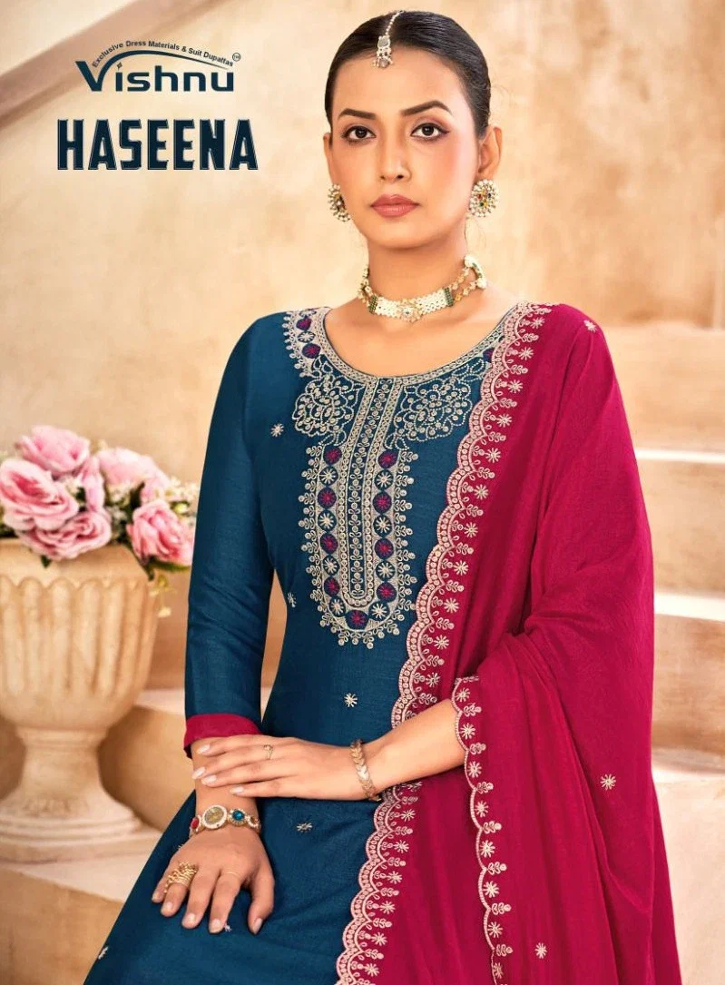 Vishnu Haseena Vichitra Silk Dress Material Collection