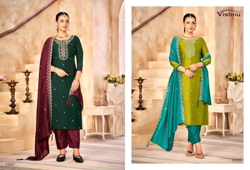 Vishnu Haseena Vichitra Silk Dress Material Collection