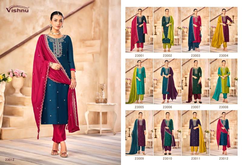 Vishnu Haseena Vichitra Silk Dress Material Collection