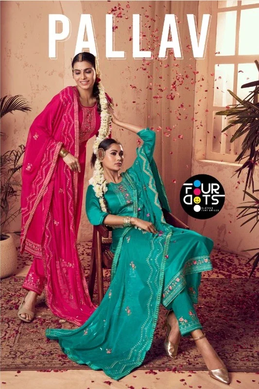 Four Dots Pallav Jam Cotton Fancy Dress Material Collection