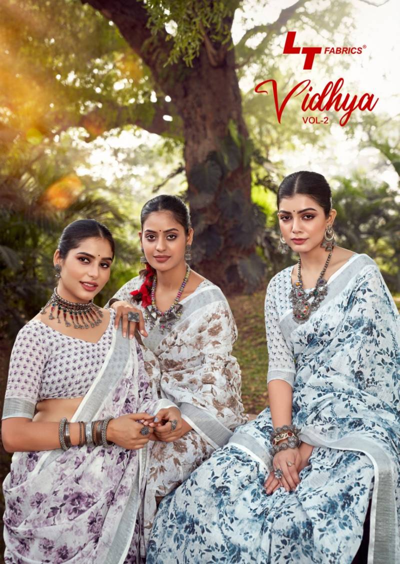 Kashvi Vidhya Vol 2 Linen Cotton Silver Patta Saree Collection