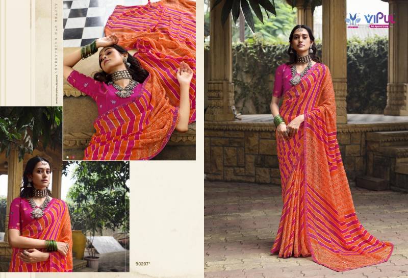 Vipul Rang Rez Vol 3 Georgette With Chiffon Pattern Lehariya Saree