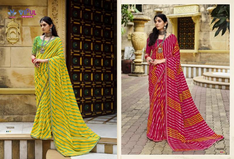 Vipul Rang Rez Vol 3 Georgette With Chiffon Pattern Lehariya Saree