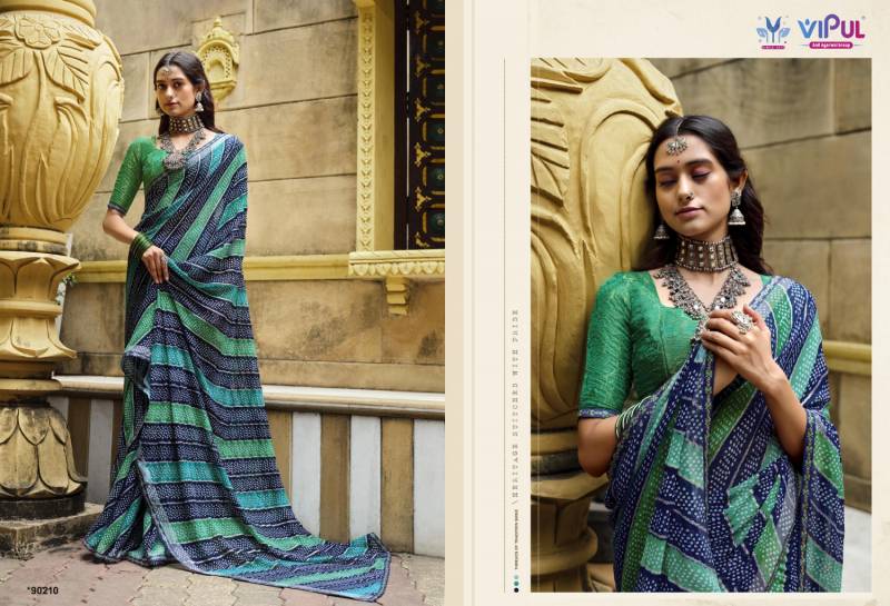 Vipul Rang Rez Vol 3 Georgette With Chiffon Pattern Lehariya Saree