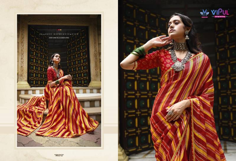 Vipul Rang Rez Vol 3 Georgette With Chiffon Pattern Lehariya Saree