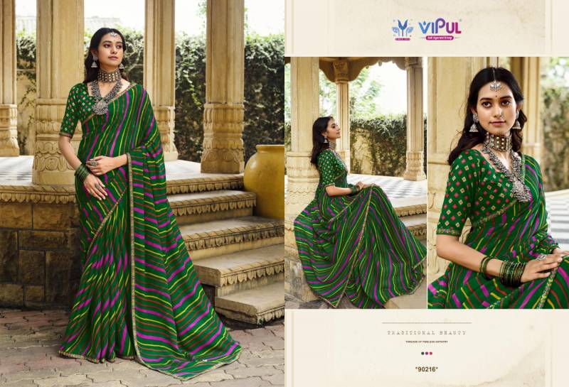 Vipul Rang Rez Vol 3 Georgette With Chiffon Pattern Lehariya Saree