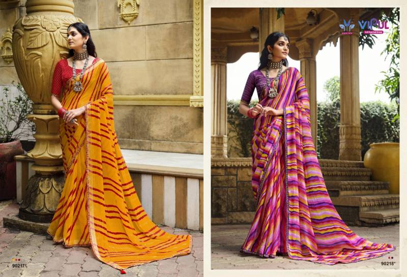 Vipul Rang Rez Vol 3 Georgette With Chiffon Pattern Lehariya Saree