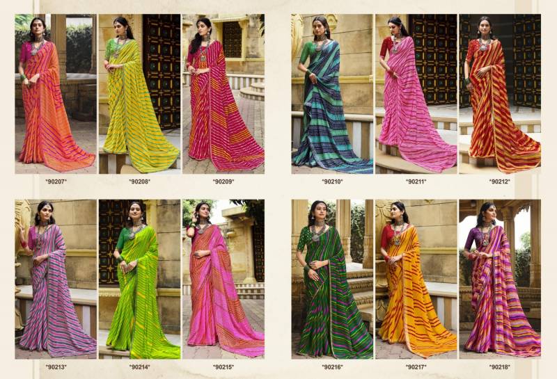 Vipul Rang Rez Vol 3 Georgette With Chiffon Pattern Lehariya Saree