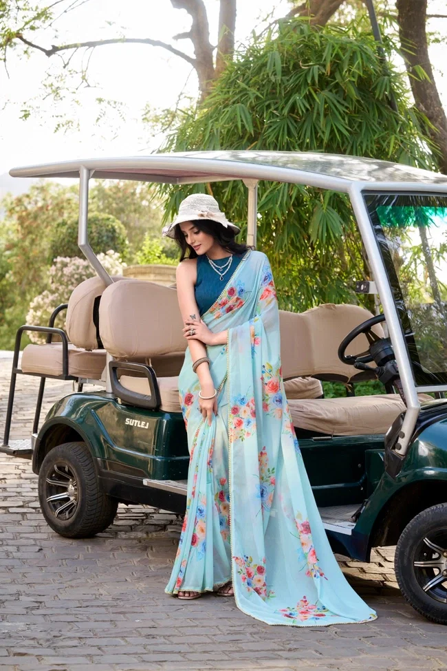 Lekha YF 7041 Nira Chiffon Floral Printed Saree Collection