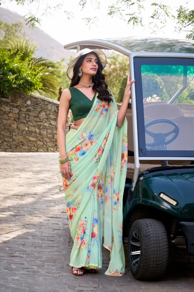 Lekha YF 7041 Nira Chiffon Floral Printed Saree Collection