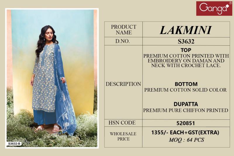 Ganga Lakmini Cotton Printed Embroidered Salwar Kameez