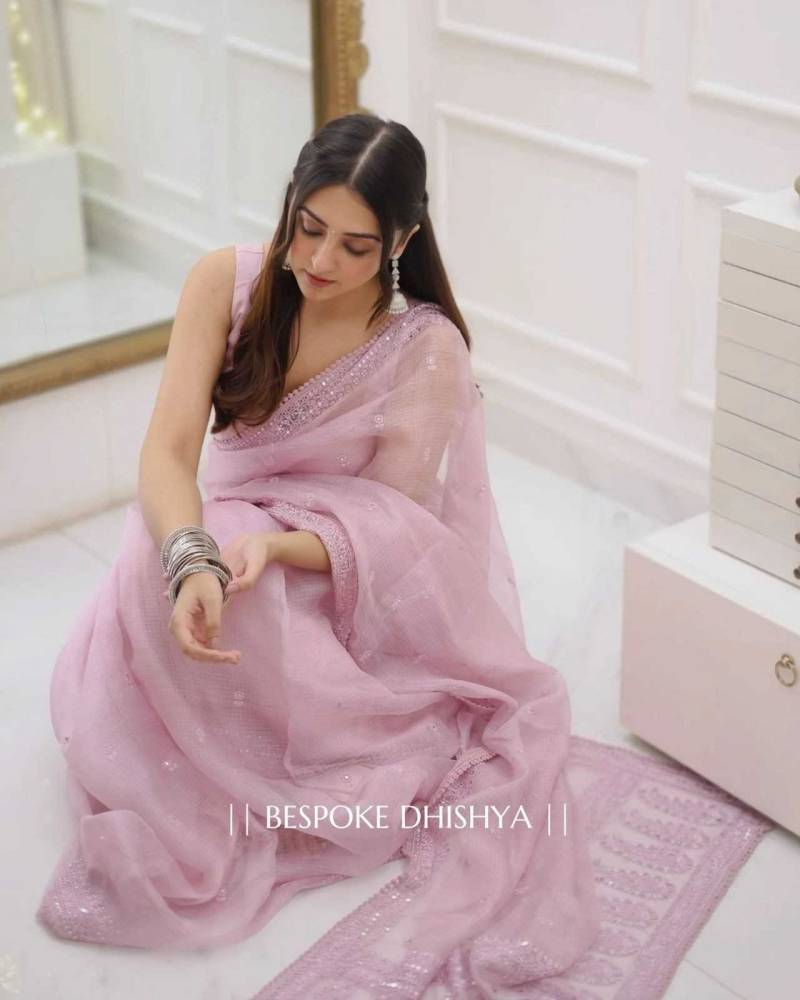 Kc 2050 Kota Chex Sequance Thread Embroidery Work Saree