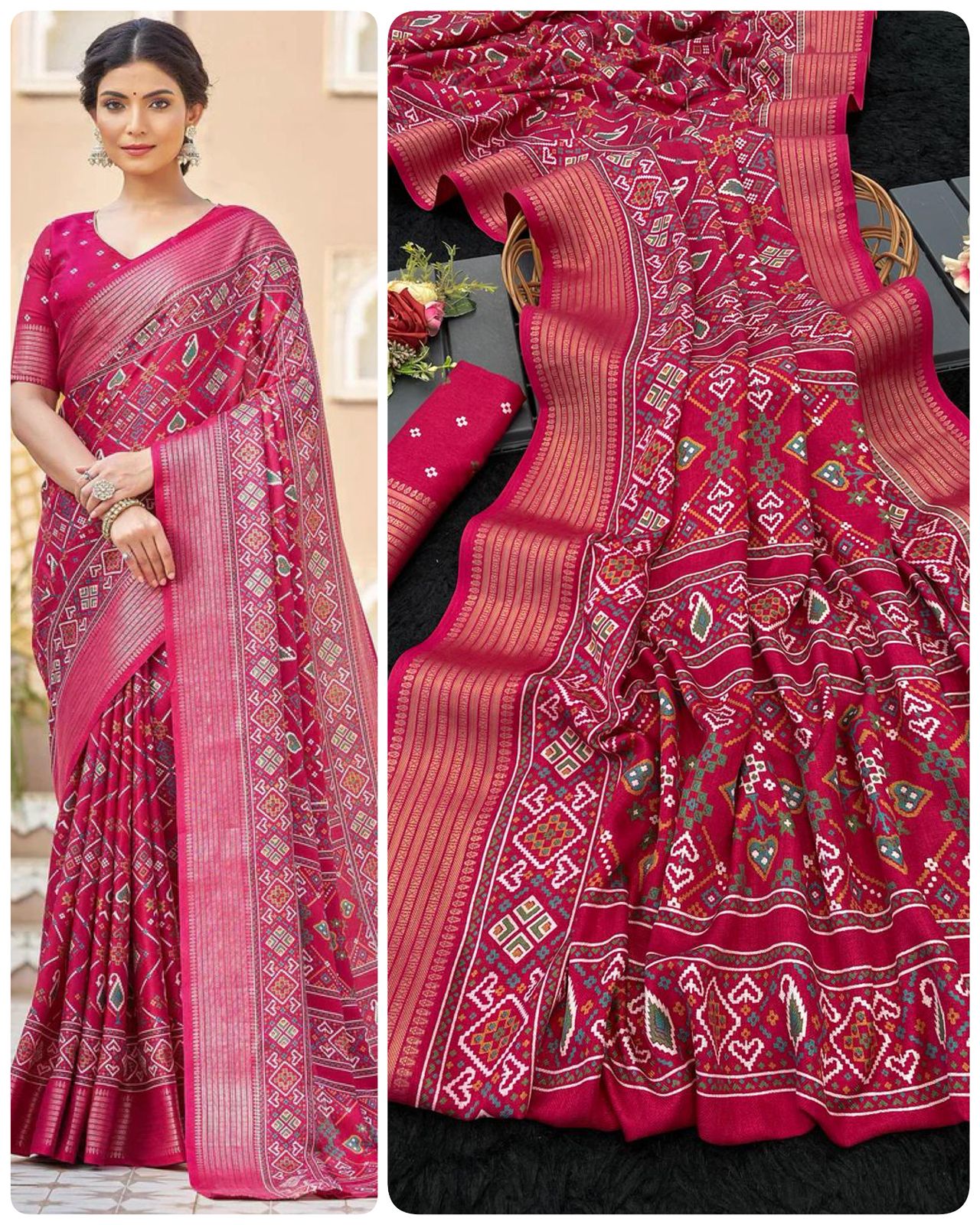 Aab Color 4 Dola Silk Patola Printed Saree Collection