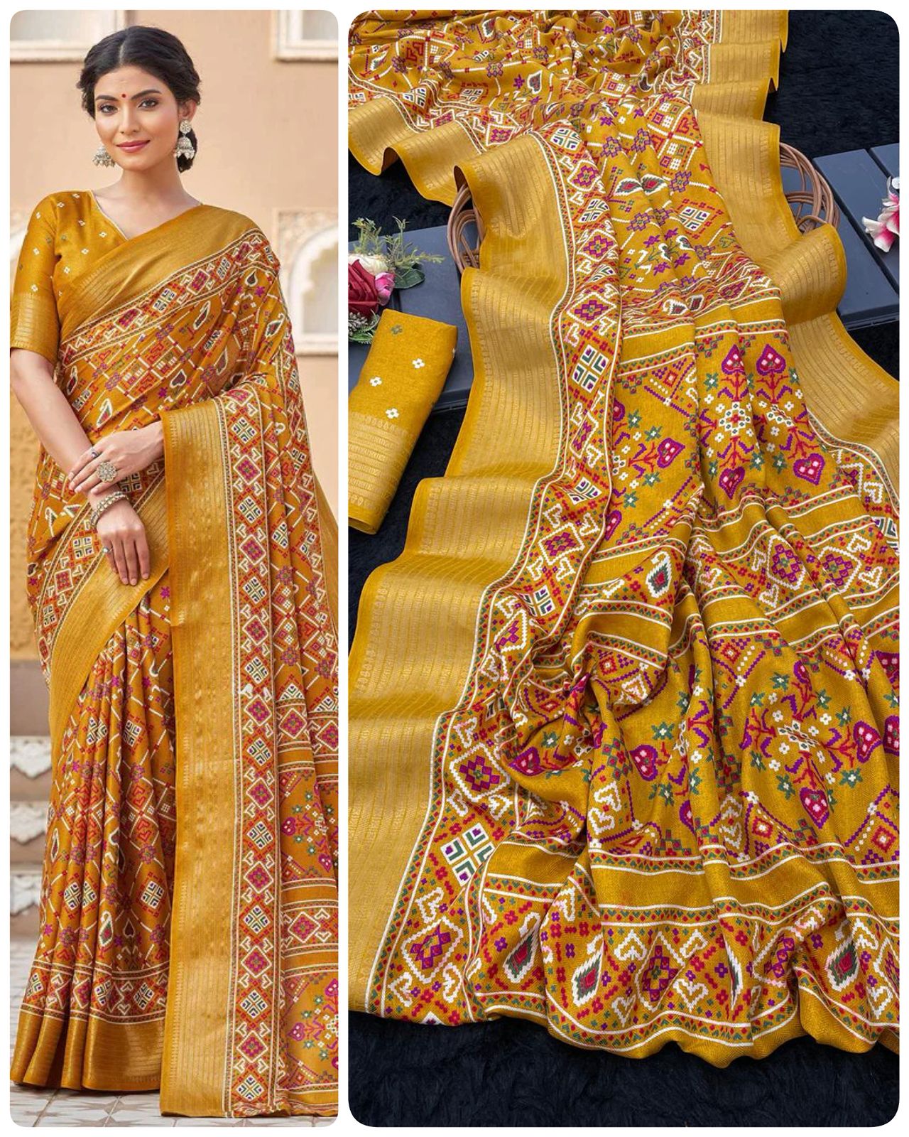 Aab Color 4 Dola Silk Patola Printed Saree Collection