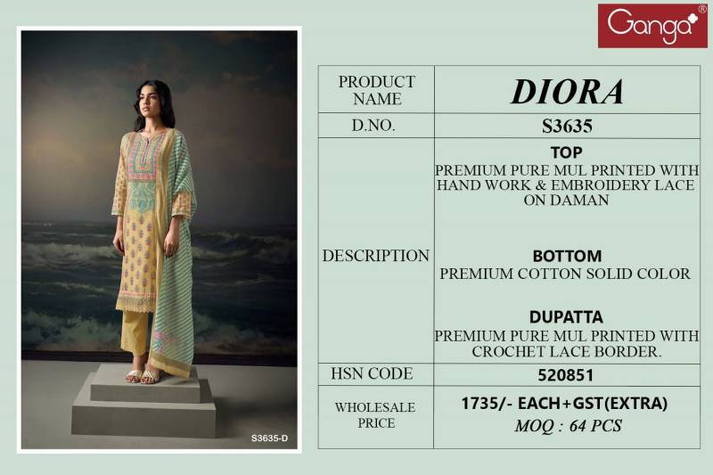Ganga Diora Mul Printed Salwar Kameez Collection