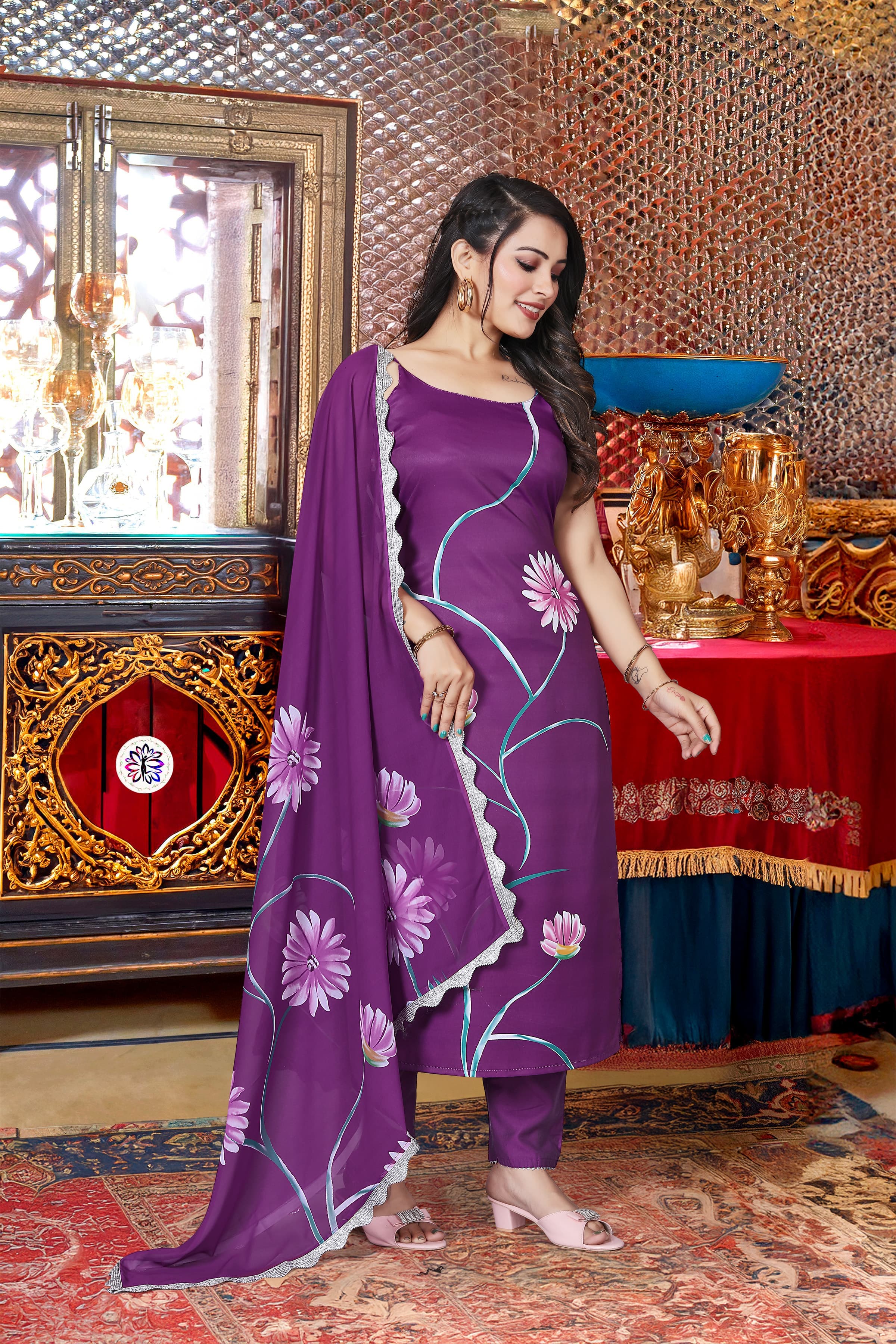 Lekha KL 226 Viscose French Crepe Printed Kurti Bottom With Dupatta