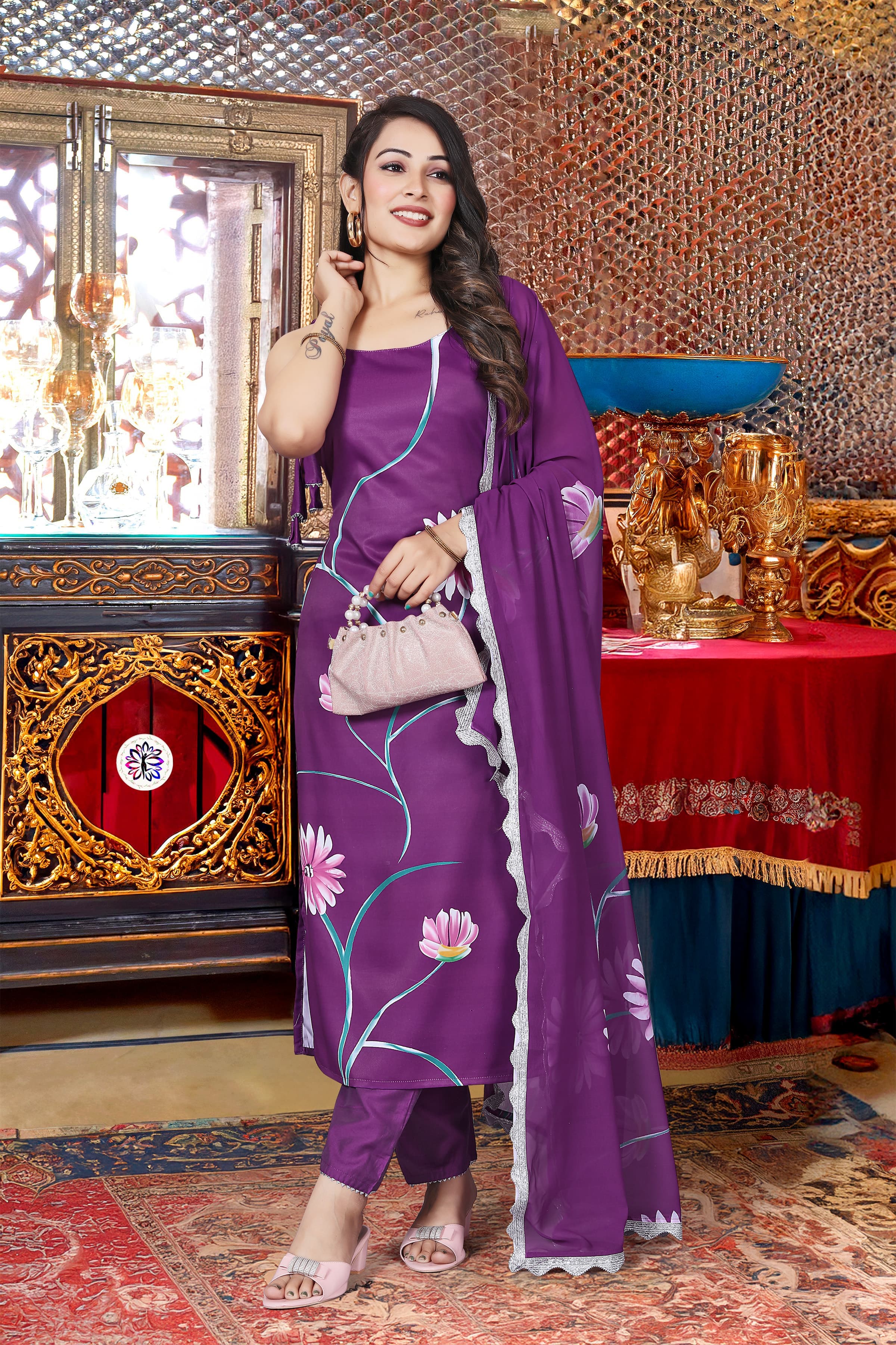 Lekha KL 226 Viscose French Crepe Printed Kurti Bottom With Dupatta