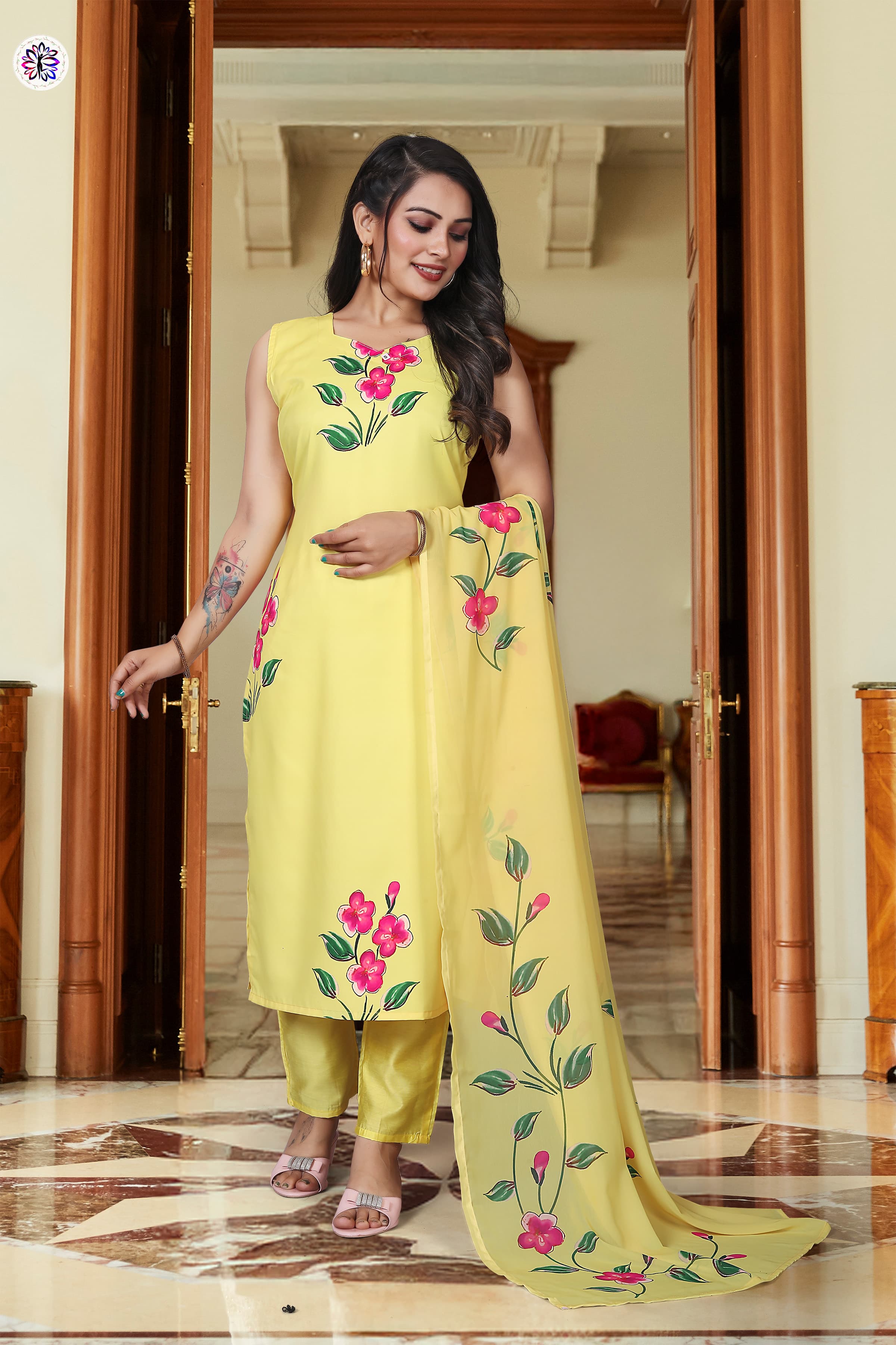 Lekha KL 226 Viscose French Crepe Printed Kurti Bottom With Dupatta